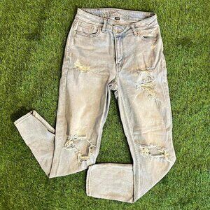 American Eagle Lightwash Distressed High-Waisted Blue Jeans - Size 0